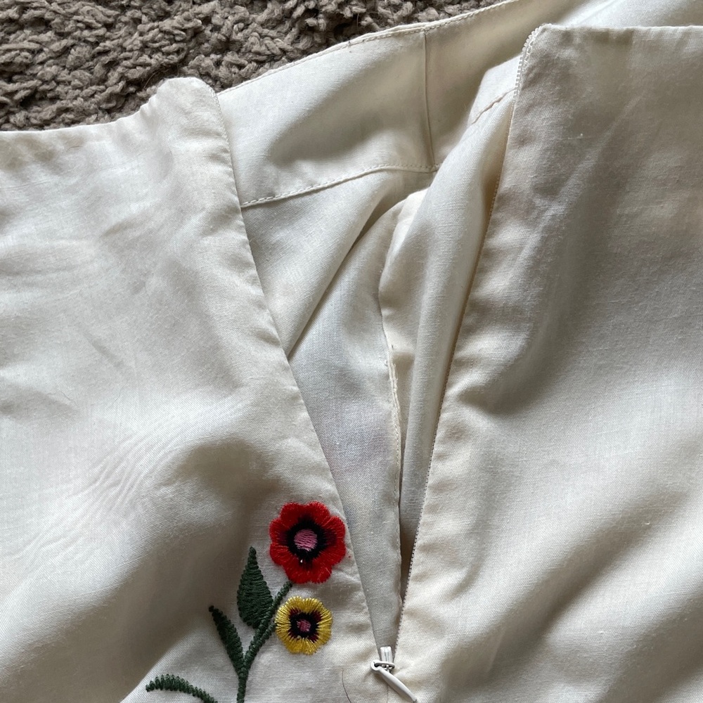 Embroidered Cream Women's Shorts with Floral & Cactus-XS-NO OFFERS - Picture 11 of 13